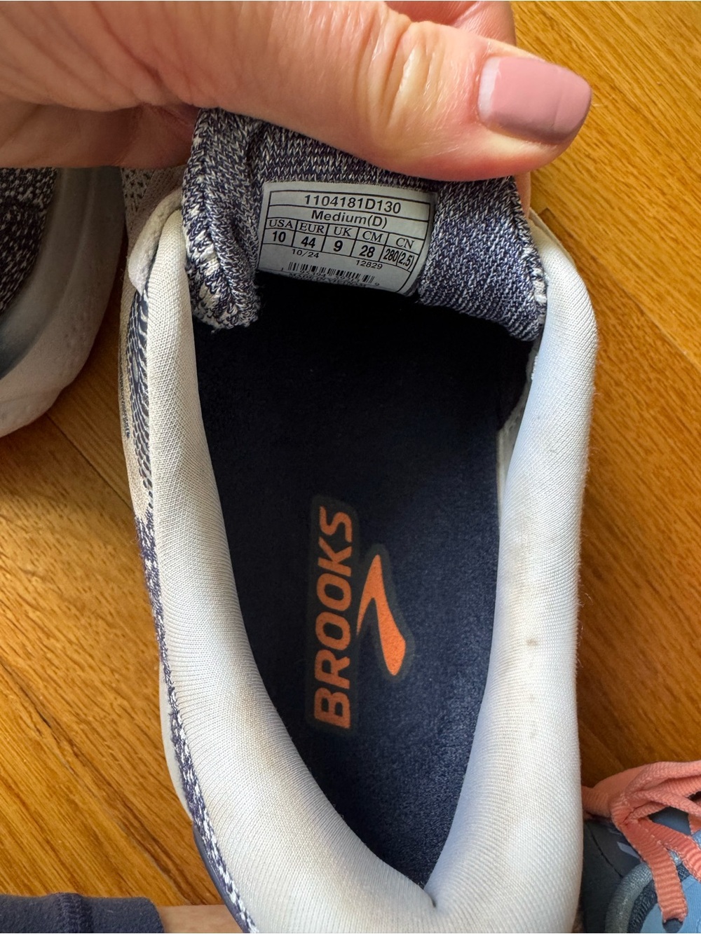 Brooks Ghost 16 Running Shoes in Light Gray, Navy and Orange Accent - Picture 11 of 14